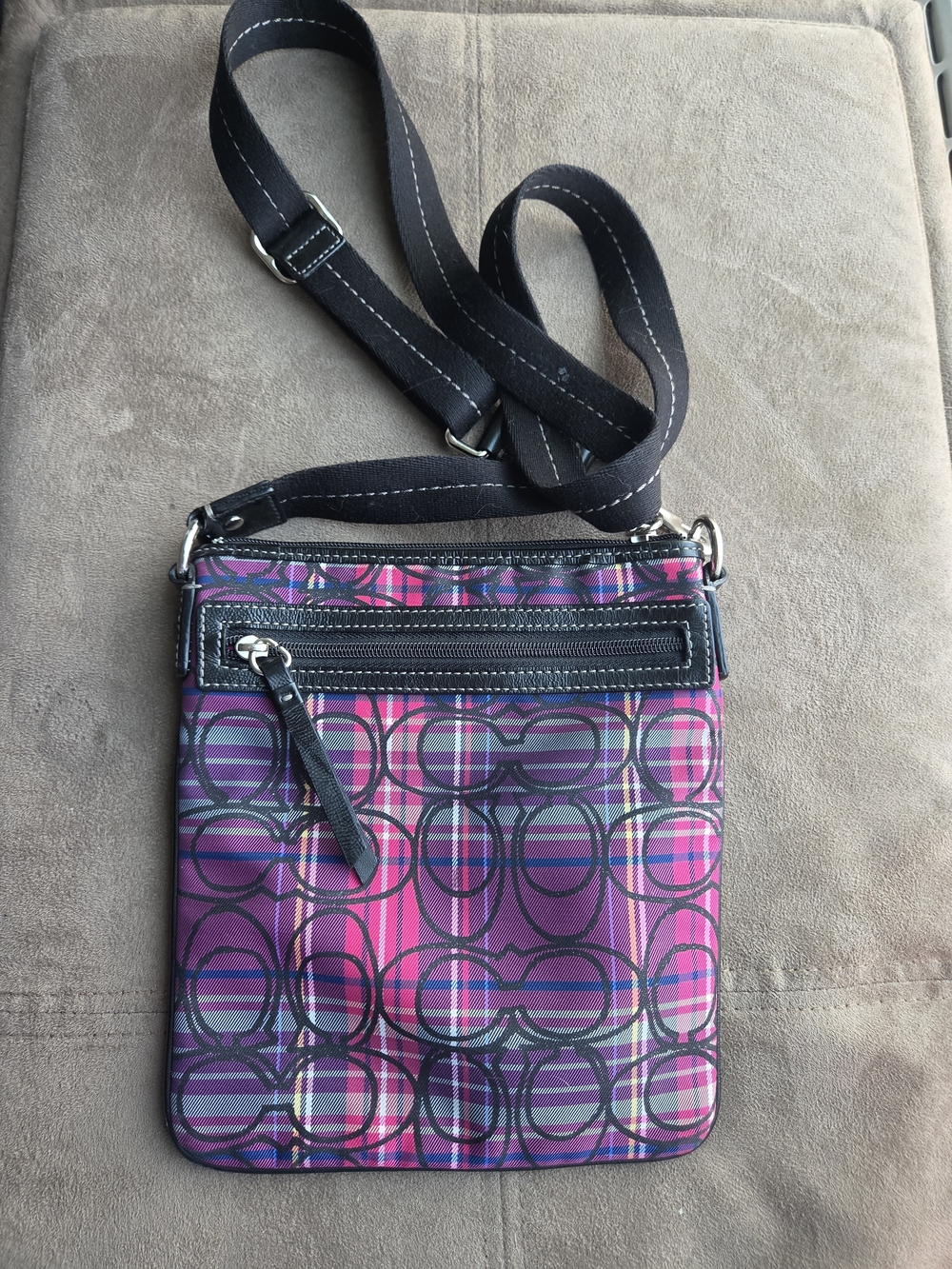 Coach Crossbody Bag in Pink and Purple Plaid by